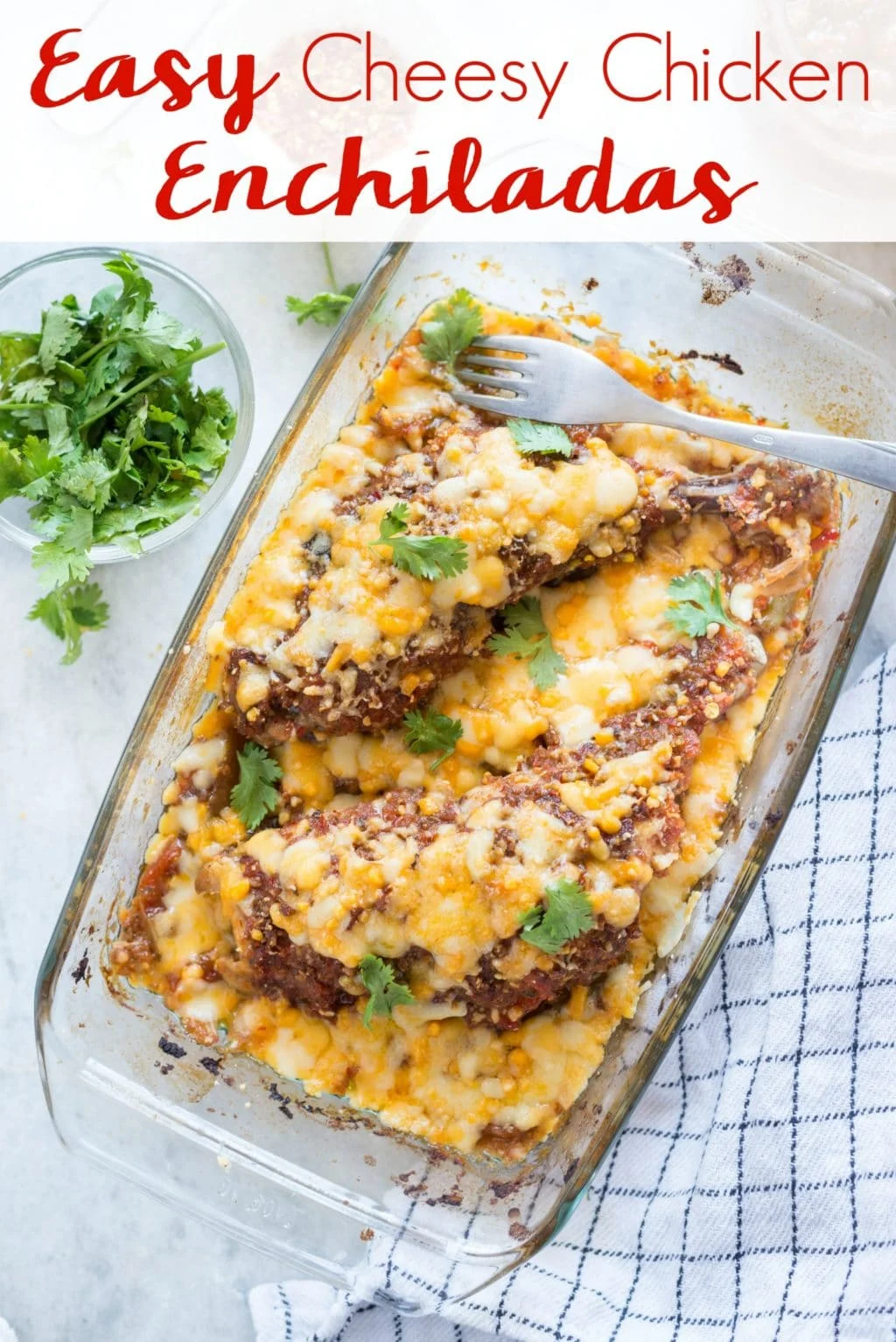 The only recipe you'll ever need - these are the best Easy Cheesy Chicken Enchiladas you will ever eat. You'll never want to order from a restaurant again.