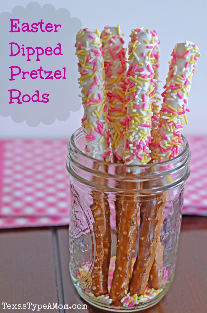 Easter Dipped Pretzel Rods #easter #easterdesserts #desserts #dessertrecipes #easydesserts #pretzels #easyrecipes