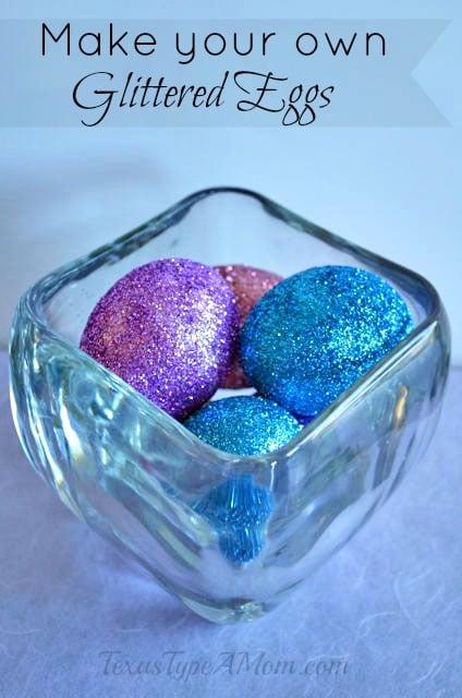 Easter decorations don't have to be expensive. An easy, yet thrifty tutorial on How to Make Glitter Decorated Easter Eggs.