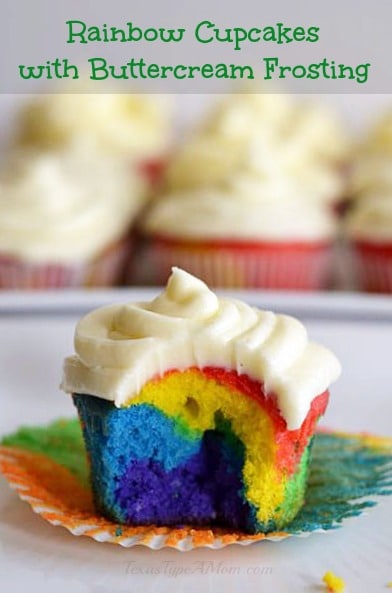 Rainbow Cupcakes with Buttercream Frosting Recipe