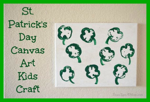 St Patrick Day Shamrock Canvas Kids Craft
