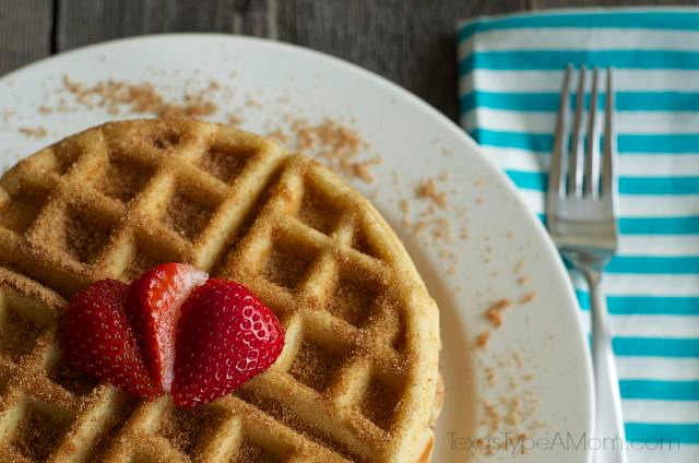 This delicious Churro Waffles recipe is such an easy breakfast to make, but warning...these are so addictive!