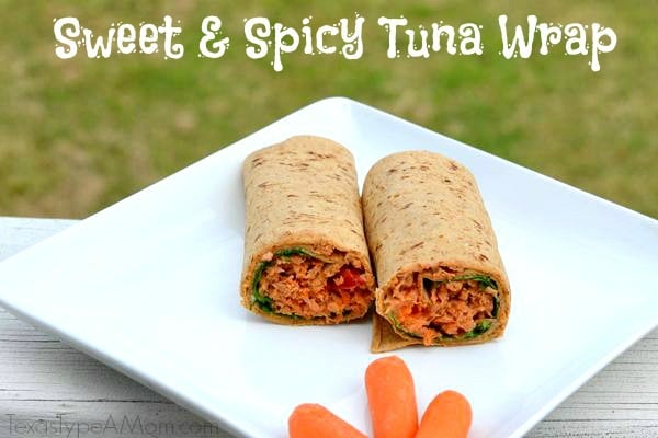 This sweet & spicy tuna wrap recipe is the perfect lunch on the go. High protein, low fat, and full of flavor! 