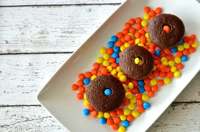 M&M Filled Chocolate Cupcakes #shop #BakingIdeas #cbias