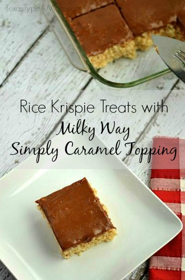 Rice Krispie Treats with Milky Way Simply Caramel Topping Recipe #shop #EatMoreBites