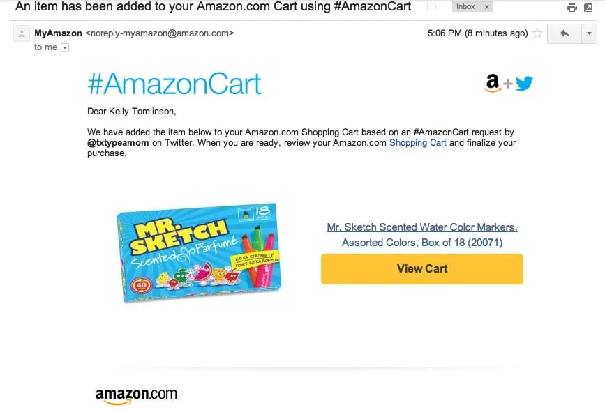 #AmazonCart Email Confirmation #shop #cbias