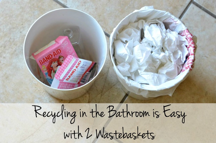 Bathroom Recycling is Easy with 2 Wastebaskets
