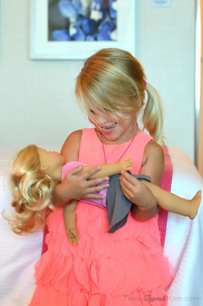 3 Year Old Holding American Girl Doll