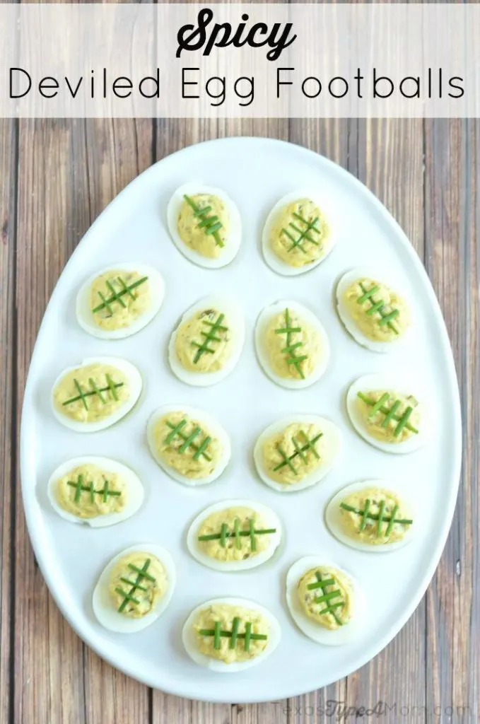 Spicy Deviled Egg Footballs