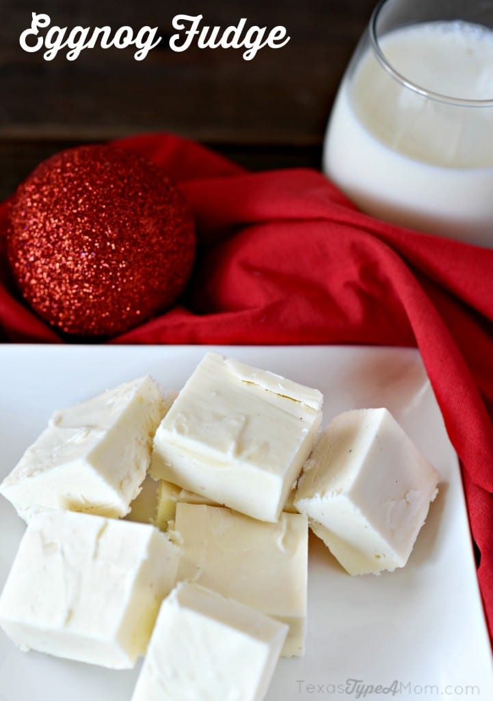 Forget milk and cookies. Give Santa what he really wants with this Easy Eggnog Recipe. Rich, creamy and a delicious alternative to cookies...again. #recipes #recipe #christmas #holiday #christmasrecipes #christmasdesserts #desserts #dessertrecipes #eggnog #eggnogrecipes #eggnogeasy #fudge #easyfudge #fudgerecipes #eggnogfudge