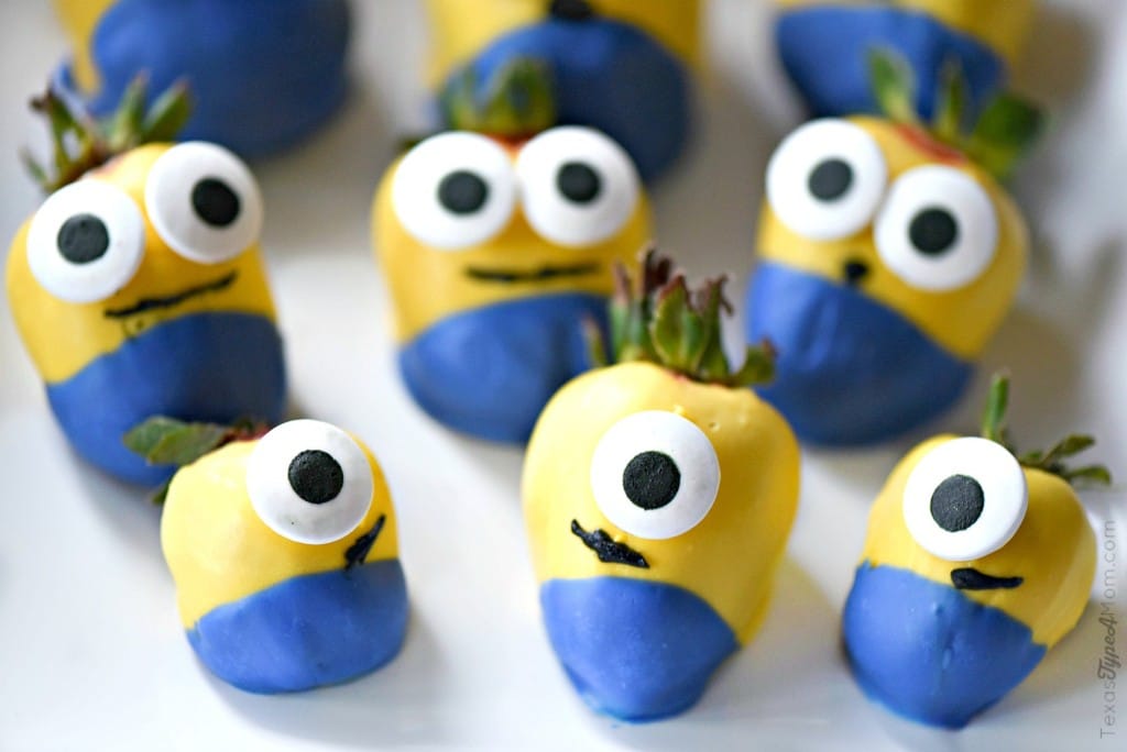 Minions Birthday Party Breakfast with Candy Covered Minions Strawberries