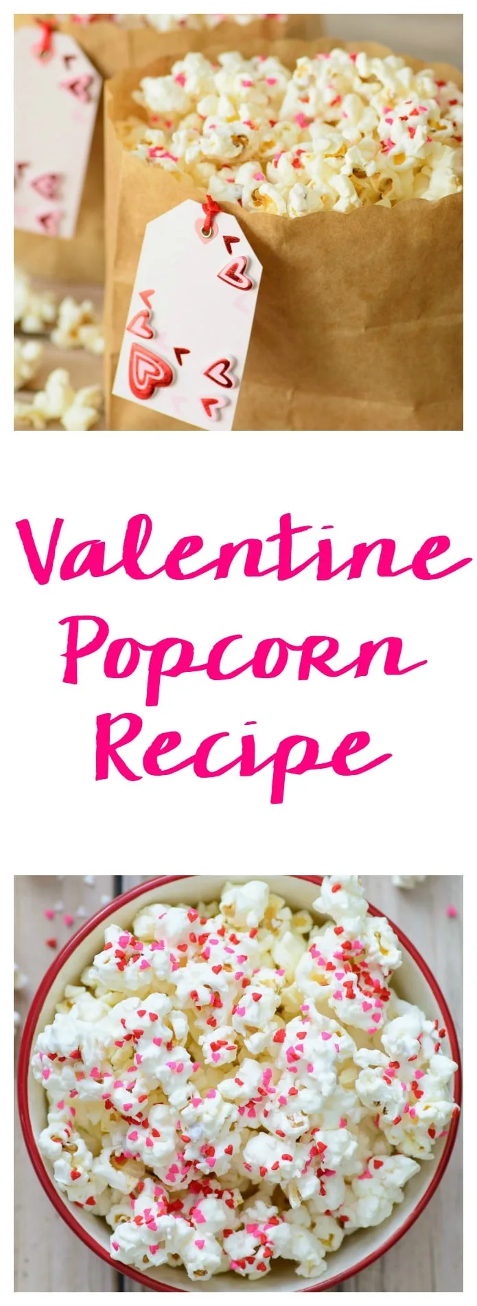 This Valentine's Day snack idea is the perfect combination of crunchy and sweet. This Confetti White Chocolate Popcorn recipe is so cute and easy which makes it a no-brainer for any Valentine's Day snacks for school or snacks for kids! #valentinesday #valentinesdayfood #valentinesdayrecipes #valentinesdaysnacks #valentinesdaypopcorn #valentinesdaytreats #valentinesdayideas #snacks #snacksforkids #desserts #snackmix #valentine #snacksforschool