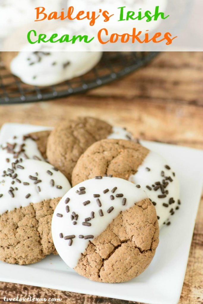 Bailey's Irish Cream Cookie Recipe. This easy St. Patrick's Day dessert recipe uses Bailey's to take these cookies over the top that both kids and adults will love! #baileysirishcream #baileysrecipes #stpatricksdaydessert #stpatricksdayrecipes #boozydesserts #boozyrecipes #cookies #bestcookies #cookierecipes