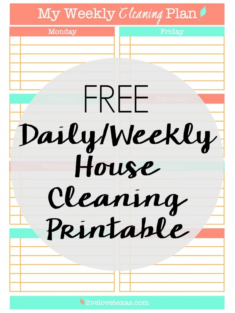 Ready to spring clean your house or just get organized and not spend your entire Saturday cleaning? Then check out this FREE Daily/Weekly House Cleaning Printable.