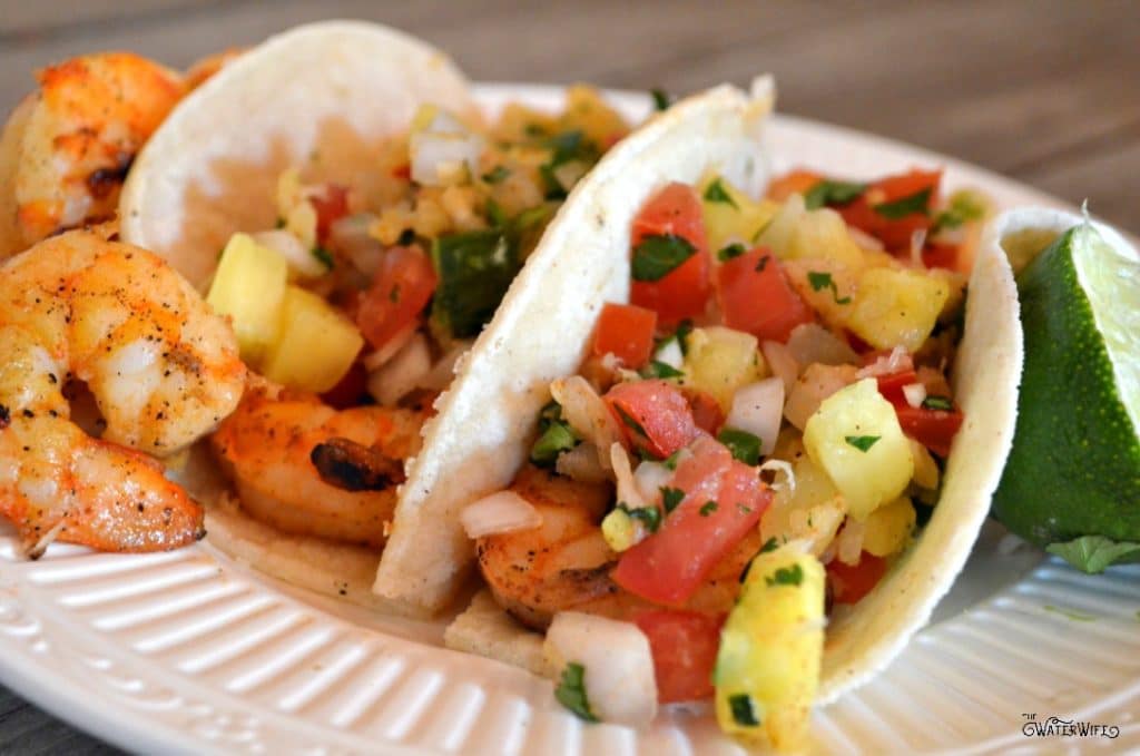 This Easy Spicy Shrimp Tacos Recipe with Pineapple Pico De Gallo has everything you need for the perfect seafood supper!