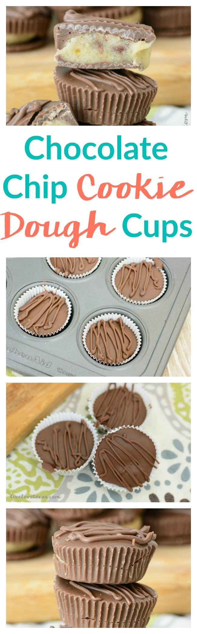 This Chocolate Chip Cookie Dough Cups recipe combines your favorite guilty pleasure...chocolate chip cookie dough hidden inside one of your favorite candies. But these no bake, edible chocolate chip cookie dough is completely safe to eat and will undoubtedly melt in your mouth.