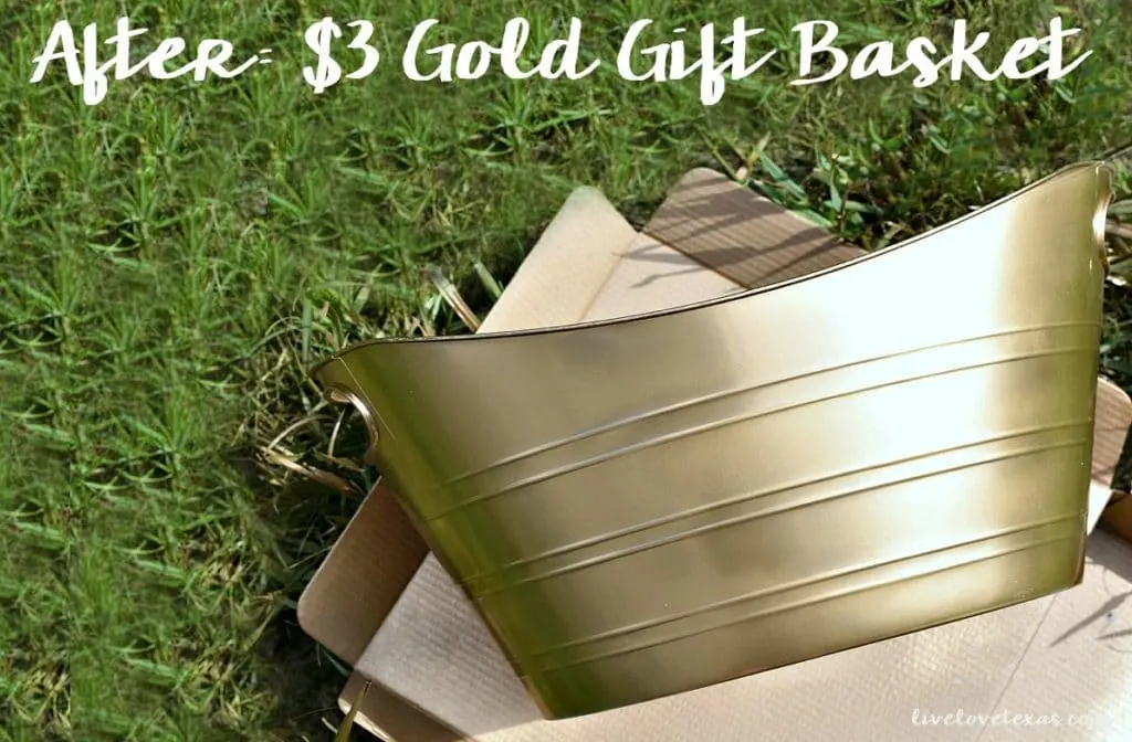 DIY Upcycled Beverage Bucket to Gold Gift Basket