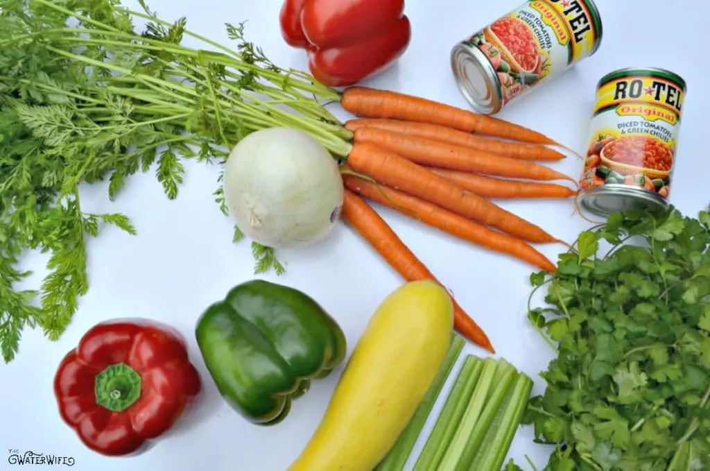 The beautiful, fresh vegetables make the perfect start to this healthy, gluten free taco soup recipe that the whole family will love!