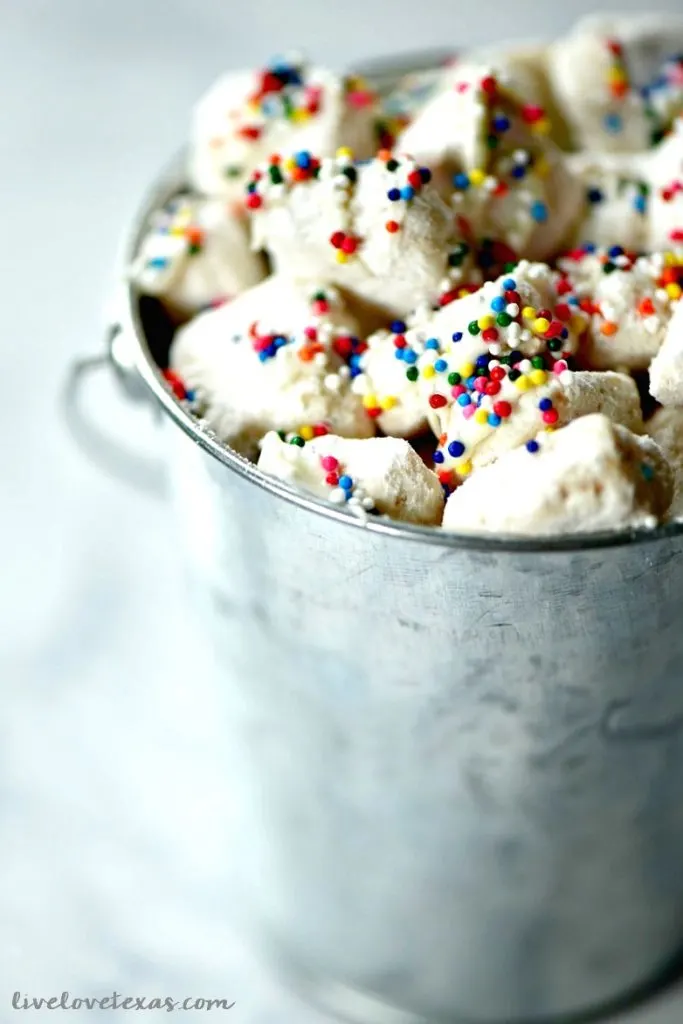 Funfetti Cake Batter Puppy Chow Recipe. Traditional puppy chow (or muddy buddies depending on what part of the country you're from) is so boring. This puppy chow recipe gets more flavorful and delicious with the addition of funfetti cake batter and this SECRET ingredient!