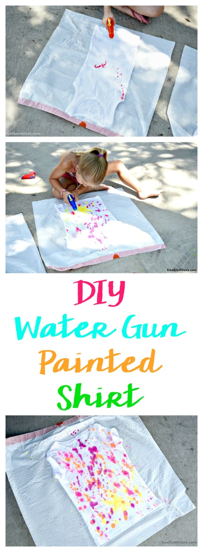 Let your kids get creative this summer and try out this DIY Water Gun Painted Shirt! The color combinations are endless and the kids will have so much fun creating their own work of art! 