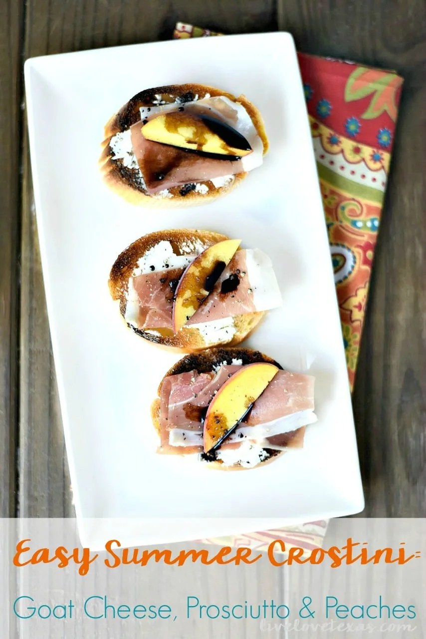 This Easy Crostini recipe with Goat Cheese Prosciutto and Peaches is the perfect appetizer for summer entertaining!