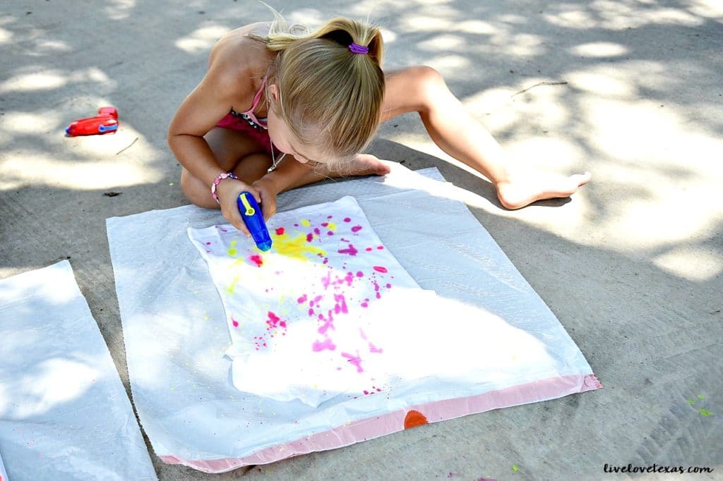 Summer Half Birthday Party Ideas: Water Gun Painted Shirts