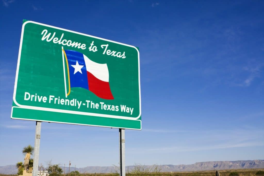 Welcome to Texas road sign.