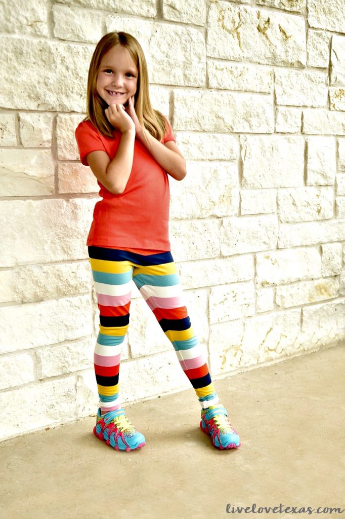 7 year old in Mini Boden Rainbow Prints