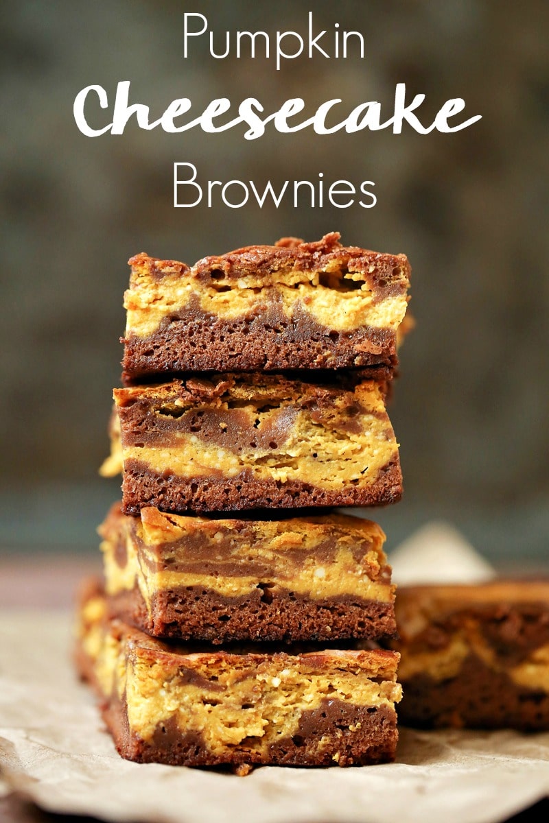 Three of your favorite dessert recipes collide in an explosion of harmonious flavors in this pumpkin cheesecake brownies recipe!