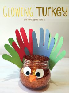 Easy fun and safe glowing turkey craft for Thanksgiving