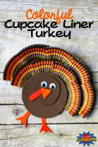 Cupcake liner turkey Thanksgiving Craft