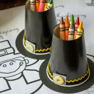 Pilgrim Hat Crayon Cups Thanksgiving Craft