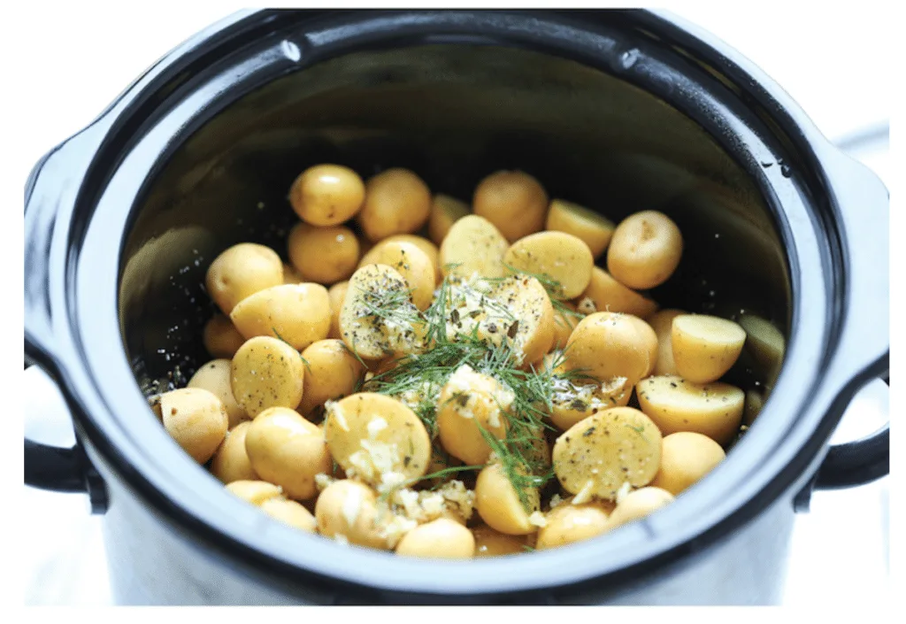 Slow Cooker Garlic Parm Potatoes