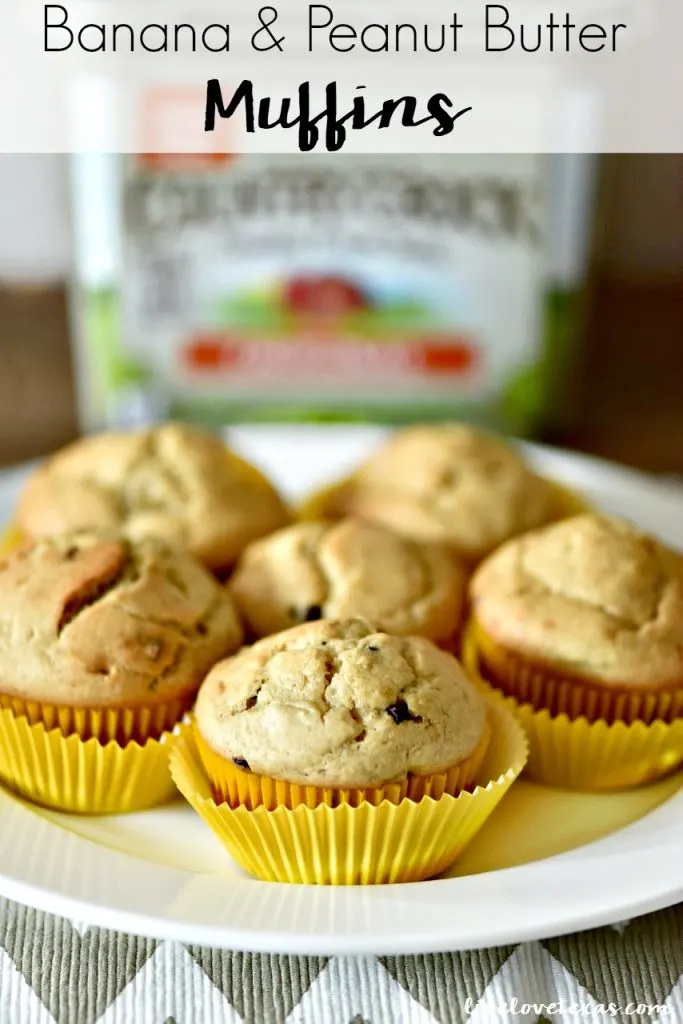 Make school mornings easier by prepping this Banana Peanut Butter Muffins Recipe for a kid friendly breakfast. These are super easy to make and are perfect on the go breakfast recipe. Plus, these muffins are freezer friendly! #bananamuffins #bananachocolate #muffinsrecipes #breakfastrecipes #kidfriendlyrecipes #freezermuffins