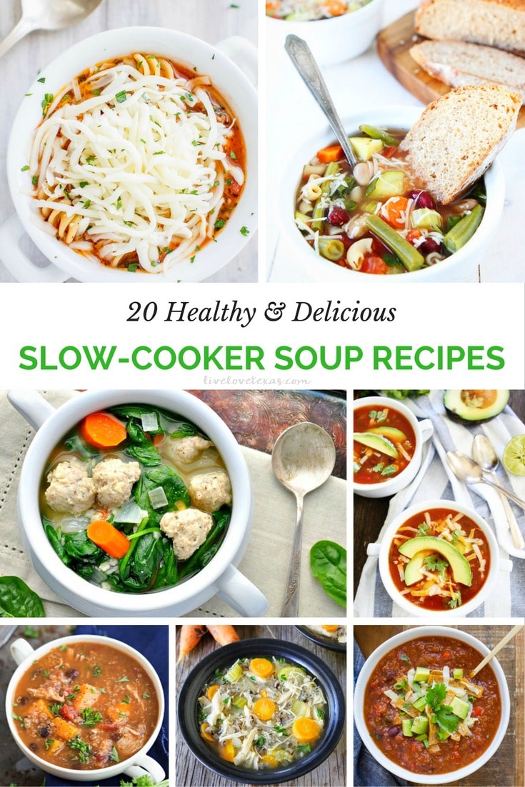 20 Healthy & Delicious Slow Cooker Soup Recipes so you can plop them in the Crock Pot and go!
