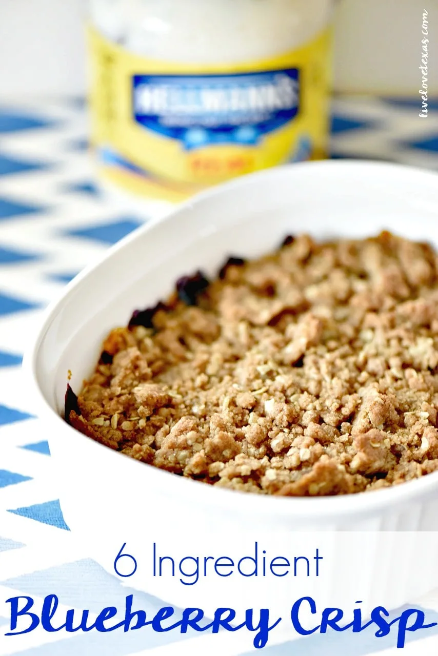 This super easy Blueberry Crisp recipe has just six ingredients that you likely already have in your house and will streamline your entertaining!