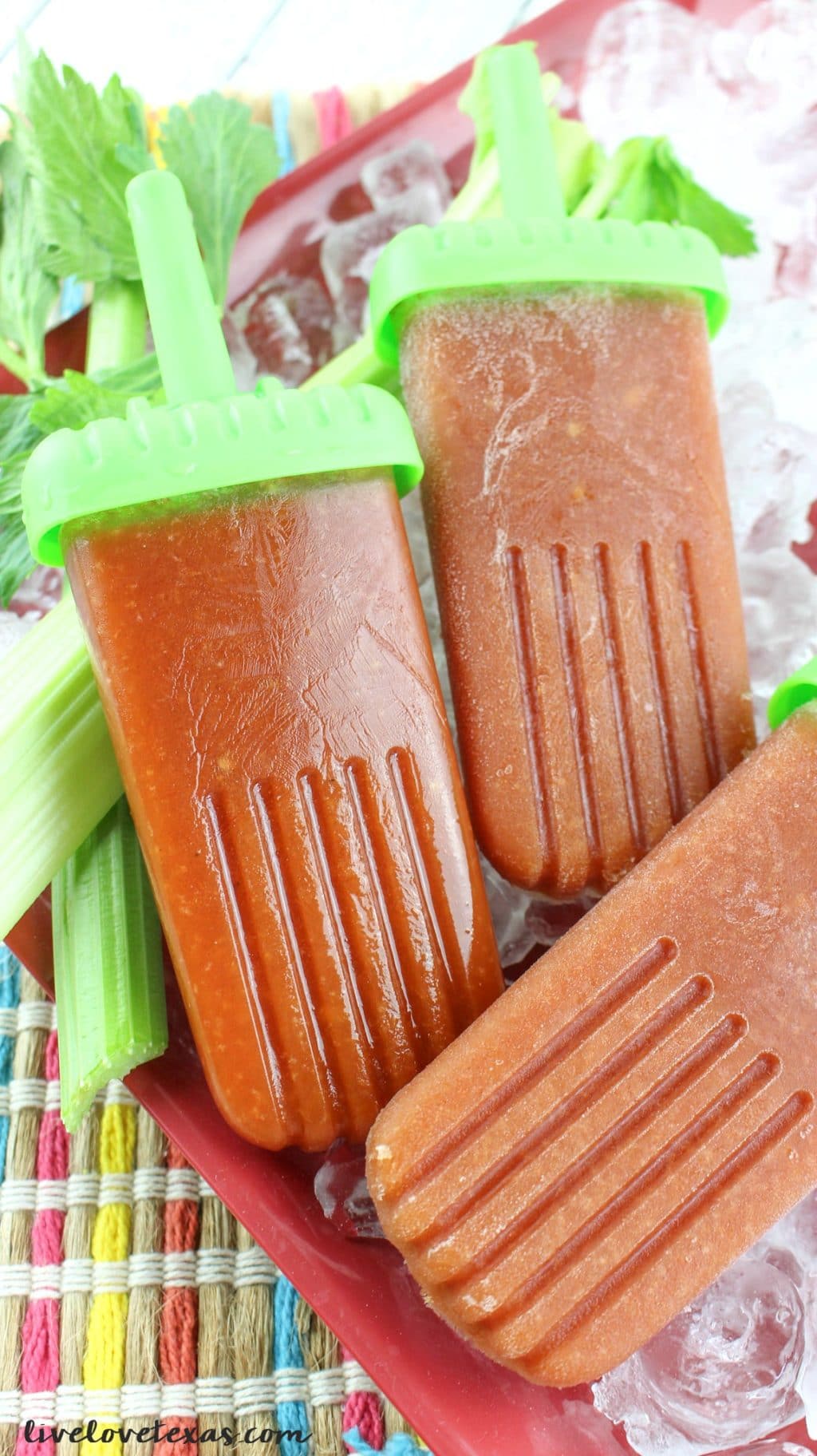 Get nostalgic for the homemade ice pops from your childhood with an adult twist! Try this cold and refreshing Boozy Bloody Mary Ice Pops recipe.