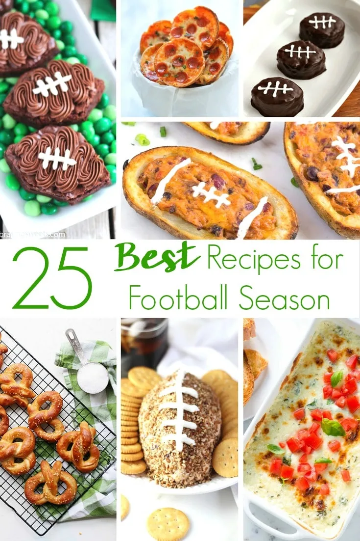 Don't keep eating the same boring food during football season you always do. This year, get inspired by 25 of the Best Football Game Recipe Ideas! From football shaped desserts to the perfect appetizers for a football game at home or tailgating at the stadium, this roundup has them all! 
