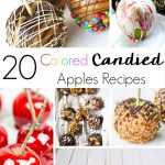 A classic Halloween treat, just got a facelift with these colored candied apples recipes. Fun ideas for new colors, textures, and flavors! #candyapples #candiedapples #apples #halloweenfood #halloweenrecipes #fallrecipes #desserts #applerecipes #coloredcandiedapples #coloredcandyapples #candyapplerecipes
