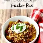 This easy crockpot chili recipe is the perfect midweek dinner or perfect for tailgating. Plus, learn how to turn your leftovers into Frito Pie on day two! #recipe #recipes #chilirecipe #chili #groundbeefrecipes #groundbeef #easychili #slowcookerrecipes #slowcooker #crockpot #crockpotrecipes #crockpotchili #fritopie #soup #chilibeans