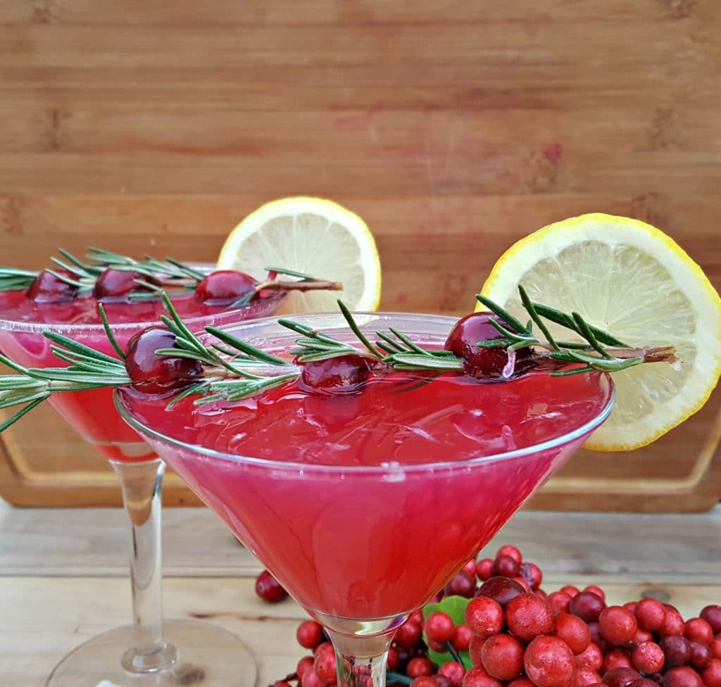 Cranberry Lemon Drop Cocktails with fresh cranberry simple syrup and lemon juice