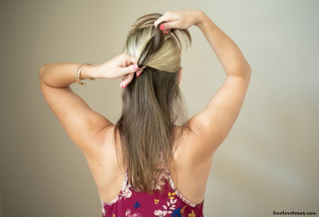 This fast and easy half up half down hairstyle tutorial is so simple and works on medium to long hair. It's a super versatile look that can be dressed up or down with just a ponytail holder and bobby pins.