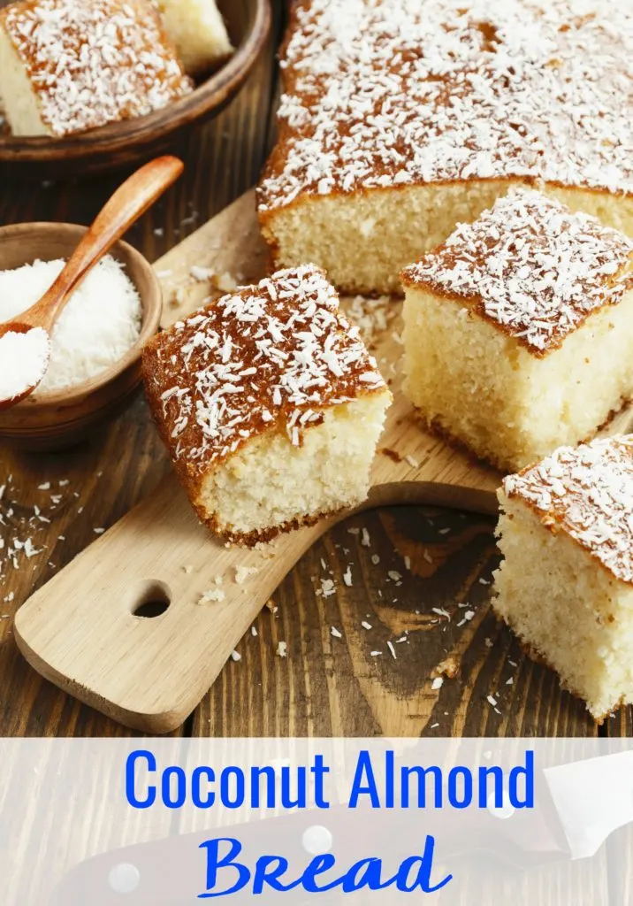 This Simple & Sweet Coconut Almond Bread recipe uses 10 basic ingredients you already have in your kitchen and makes the most heavenly smell that will instantly transport you to the tropics.