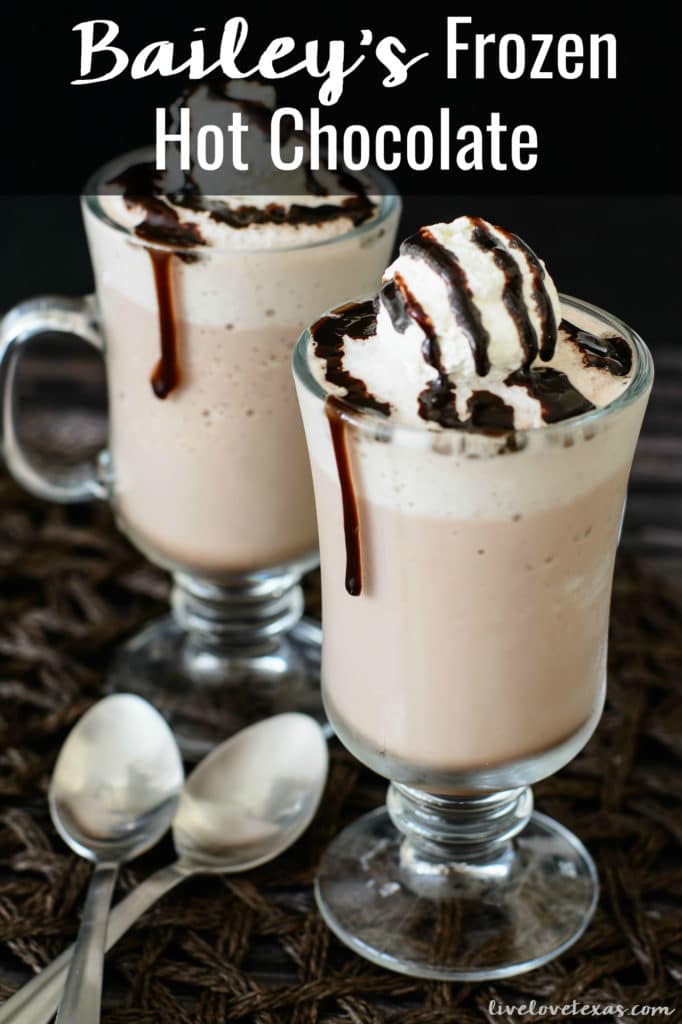 What is the best drink to make with Bailey's? You have to make the rich and indulgent Bailey's frozen hot chocolate recipe. It's super easy and so good! #chocolate #chocolaterecipes #frozenhotchocolate #hotchocolate #baileys #baileysrecipes #boozy #drinks #drinkrecipes #recipe #recipes