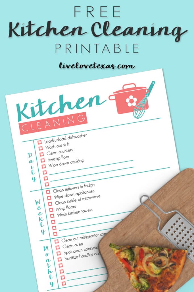 Cleaning the kitchen can sometimes feel overwhelming. Just keeping up with the dishes can seem impossible, so I created this Free Kitchen Cleaning Checklist Printable to help you stay on track with a spotless kitchen every day!