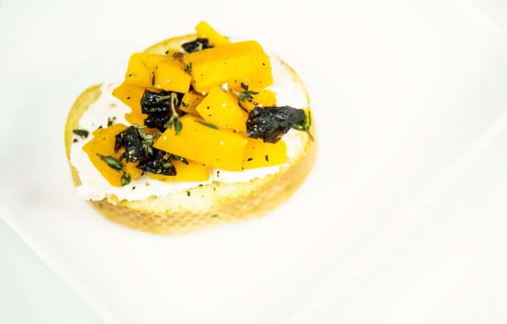 This easy Butternut Squash Crostini recipe is such great appetizer for fall entertaining. It's the perfect Thanksgiving appetizer recipe or could be served on larger slices of bread for a full side. Guests will never believe that this recipe has just four simple ingredients but tastes amazing.