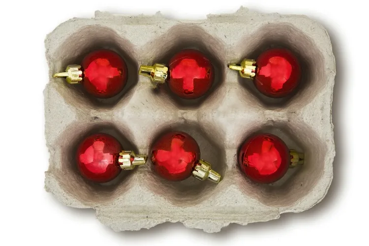 Ornaments in egg carton
