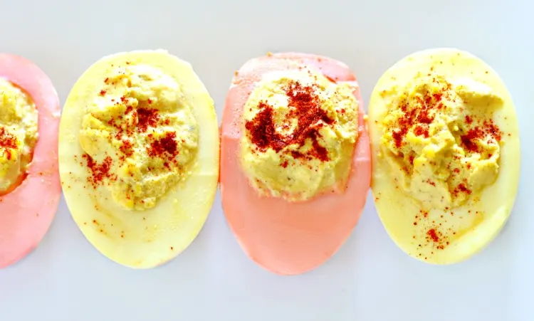 Closeup Colored Deviled Eggs