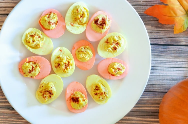 Thanksgiving Appetizer Colorful Deviled Eggs