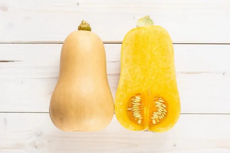 Raw Butternut Squash Outside and Inside